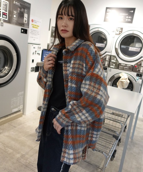 CORNERS ブルゾン アウター シャギーチェックシャツジャケット CORNERS ブルゾン アウター シャギーチェックシャツジャケット