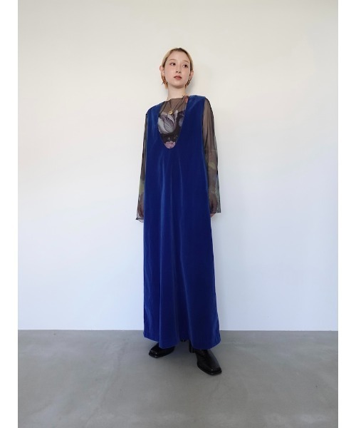 sahara ワンピース Velvet Uneck Dress/ベルベットUネックドレス