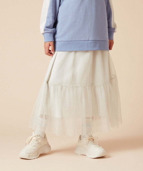 a.v.v スカート 「160」ラメチュールティアードロングスカート キッズ