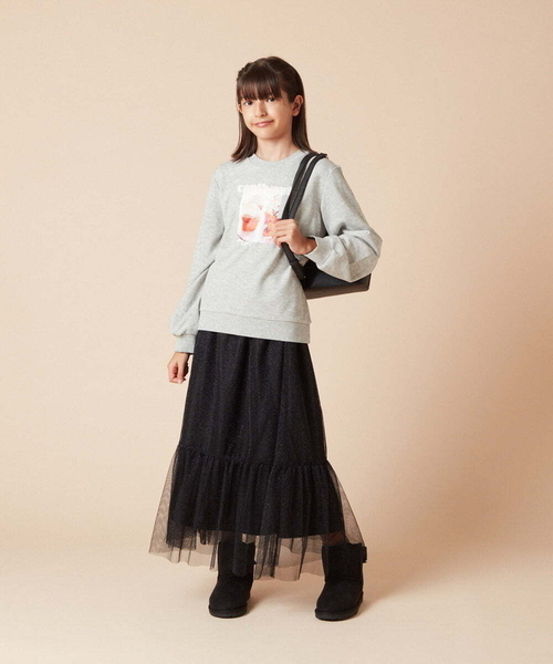 caramel スカート a.v.v スカート 「160」ラメチュールティアードロングスカート キッズ