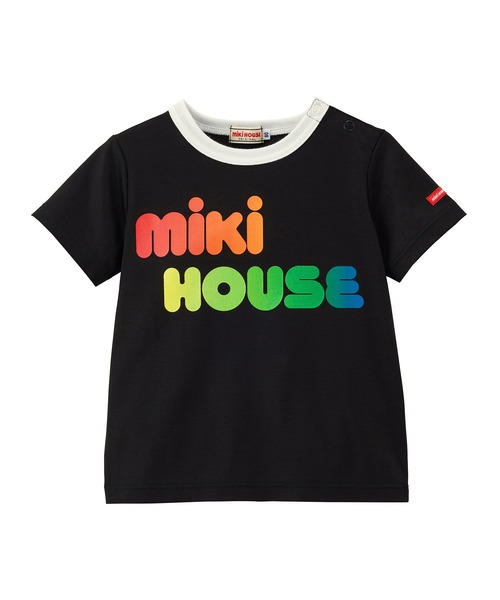 MIKI HOUSE tシャツ 接触冷感 ネオンカラーロゴ半袖Tシャツ