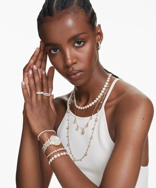 【SWAROVSKI】Imber Tennisブレスレット Imber Tennisブレスレット, ラウンドカット, ホワイト, ゴールド