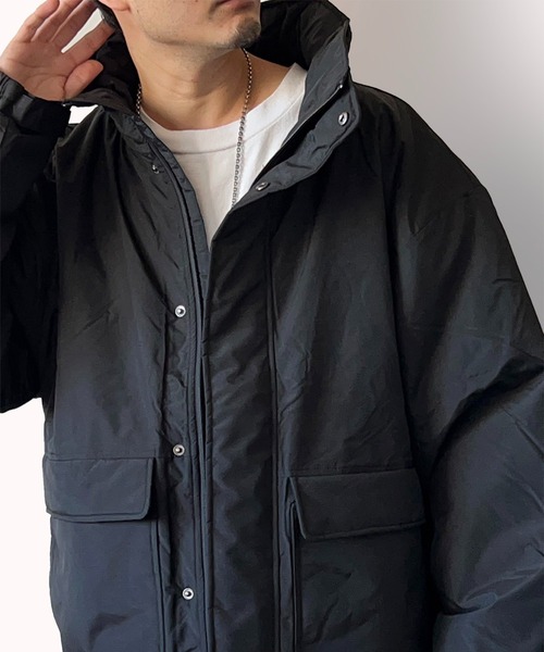 ナイロンジャケット ビッグシルエットスタンドカラー中綿ジャケット