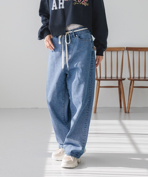 LOWRYS FARM ジーンズ デニム デニムパンツ ウエストヒモツキ