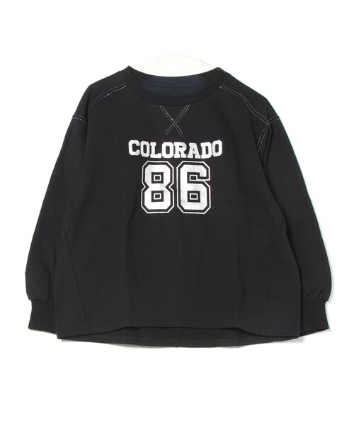 tシャツ 箔プリントロゴデザインプルオーバー レディース