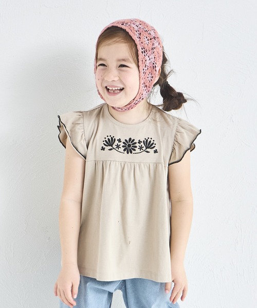 SOOR PLOOM フリル袖 Tシャツ 4Y Cute Child Knitted T Shirts Soor Ploom Brand Shorts Sleeve