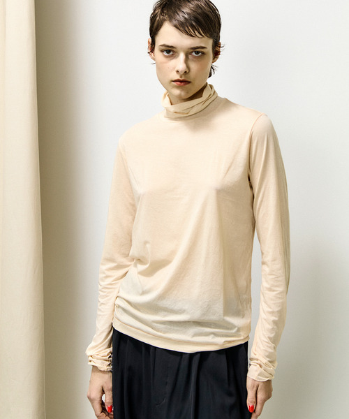 tシャツ unfil アンフィル / twisted cotton sheer jersey high-neck L/S Tee ツイストコットンシア