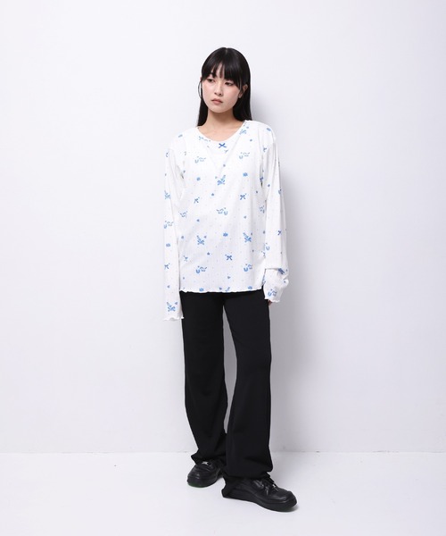 tシャツ HORSE” Midori Nakajima 長袖メロウリブトップス レディース メンズ tシャツ HORSE” Midori Nakajima 長袖メロウリブトップス