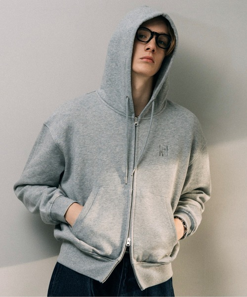 LURAKU パーカー 「LURAKU」One Point double zip-up hoodie /ワン