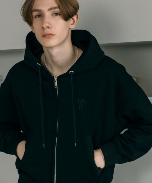 LURAKU パーカー 「LURAKU」One Point double zip-up hoodie