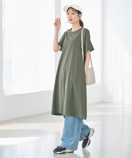 ワンピース 「ハニさら・接触冷感・ＵＶカット」Ｔシャツワンピース | Honeys | 11