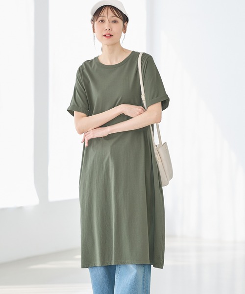 ワンピース 「ハニさら・接触冷感・ＵＶカット」Ｔシャツワンピース | Honeys | 13