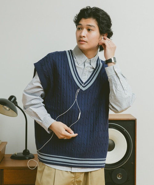 BLUE LABEL Vネックニットベスト 38 手洗い可能】ウォッシャブルウール Vネックニットベスト