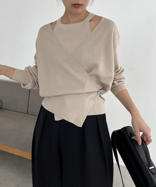 CAPRICIEUX LE'MAGEタンクSETアシメカーディガン CAPRICIEUX LE'MAGE カーディガン タンクSETアシメカーディガン