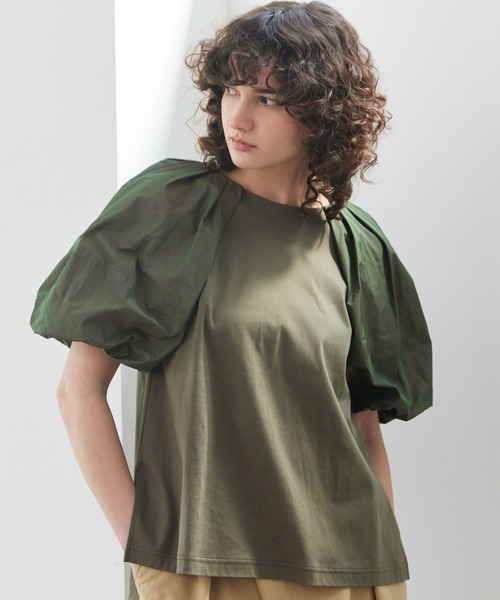 tシャツ タフタスリーブコンビカットソー レディース
