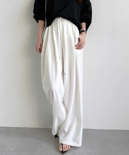 YOUING.（ユイン） スラックス パンツ リラックスイージーワイドパンツ