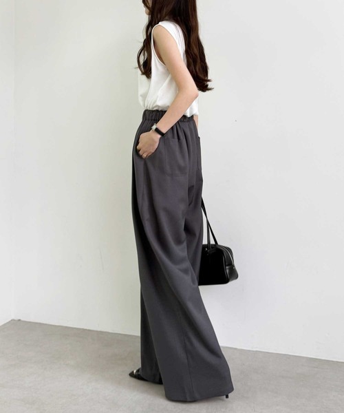 YOUING.（ユイン） スラックス パンツ リラックスイージーワイドパンツ