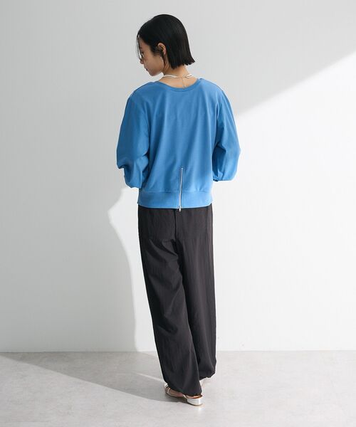 Green Parks tシャツ 2WAY7分袖タック裾ZIPプルオーバー