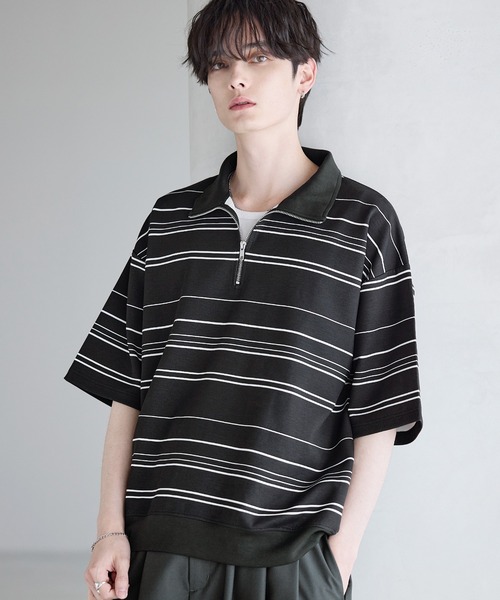 ASTRONOMY tシャツ 接触冷感ポンチハーフジップ半袖プルオーバー