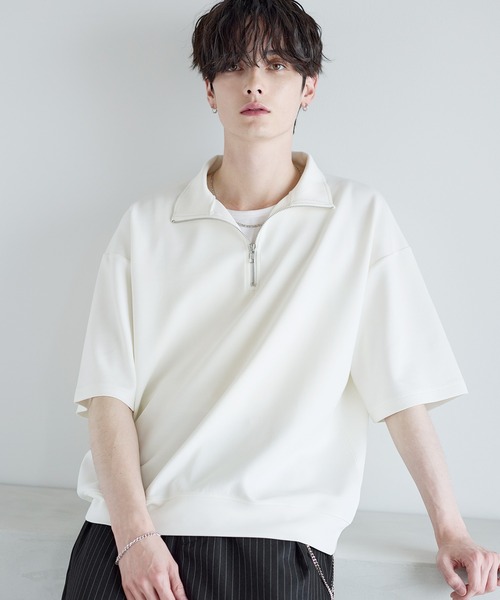 ASTRONOMY tシャツ 接触冷感ポンチハーフジップ半袖プルオーバー