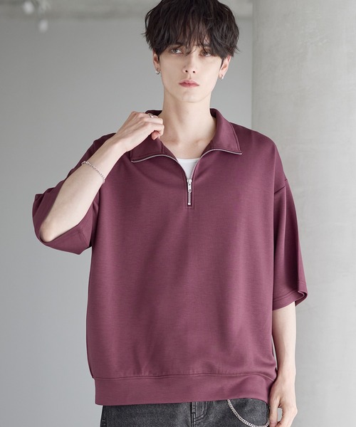 ASTRONOMY tシャツ 接触冷感ポンチハーフジップ半袖プルオーバー