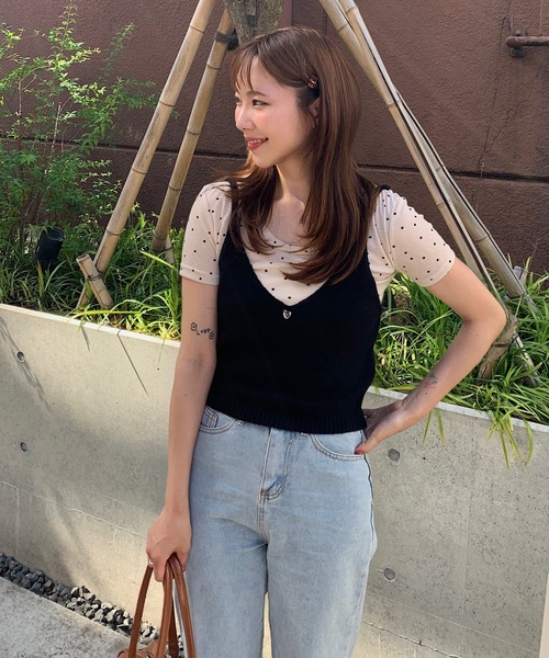 ビスチェ ♡ キャミソール ハートモチーフ ニットビスチェ : ZOZOTOWN Yahoo!店