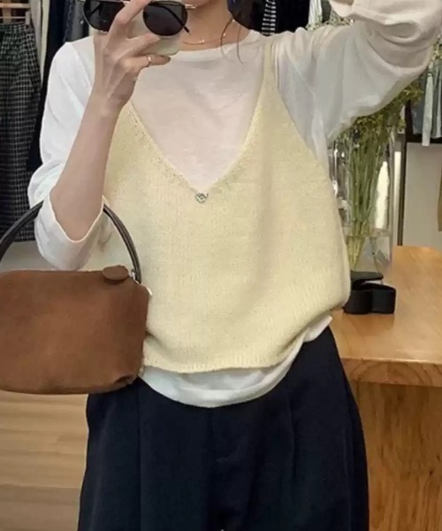キャミソール ハートモチーフ ニットビスチェ : ZOZOTOWN Yahoo!店