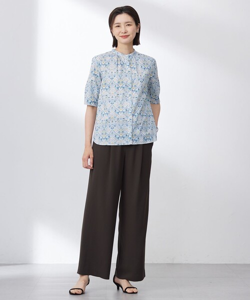 【J.PRESS 】Liberty バンドカラーブラウス J.PRESS（J.プレス） ブラウス シャツ 「洗える」LIBERTY バンドカラー