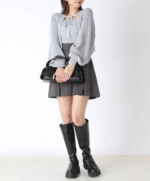 「Heather」 ニットアンサンブル FREE チャコールグレー レディース_画像9