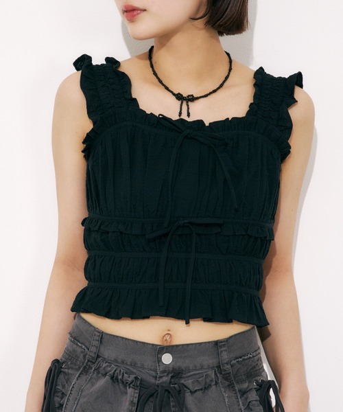 SOCCER GATHER CAMI TOPS サッカー ギャザーキャミトップス SLY ブラウス シャツ SOCCER GATHER CAMI TOPS サッカー