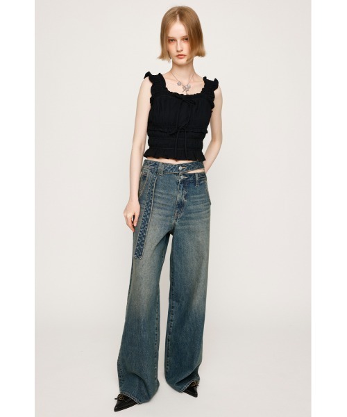 SLY SOCCER GATHER CAMI TOPS キャミトップス SLY ブラウス シャツ SUCKER GATHER CAMI TOPS サッカー
