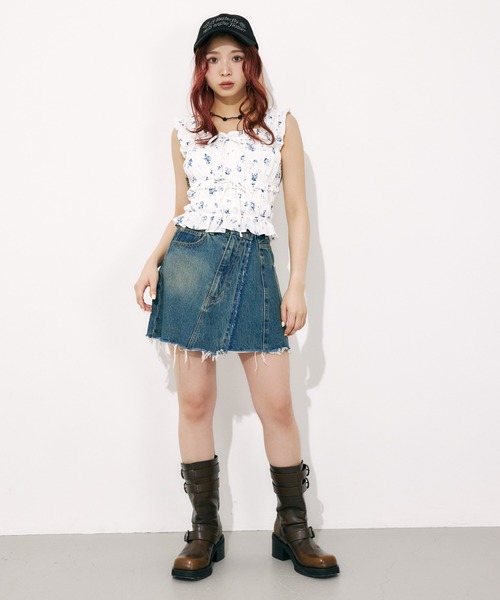 SOCCER GATHER CAMI TOPS サッカー ギャザーキャミトップス SLY ブラウス シャツ SUCKER GATHER CAMI TOPS サッカー