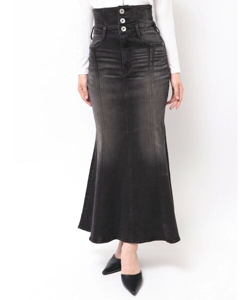 GYDA（ジェイダ） デニムスカート ハイウエストBACKクロスマーメイド