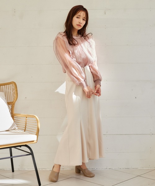 「mysty woman」 長袖ブラウス FREE ピンクベージュ レディース mysty woman 「mysty woman」 長袖ブラウス FREE ピンク