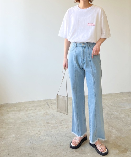 「LIAN」 半袖Tシャツ FREE レッド レディース_画像3