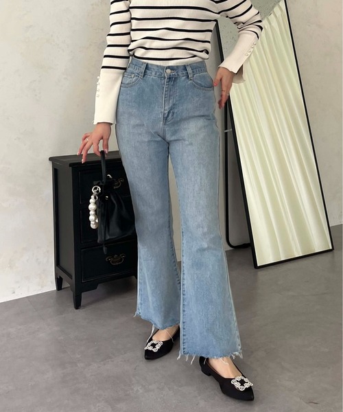 [prose verse] обработка ботинки cut Denim брюки MEDIUM голубой женский 
