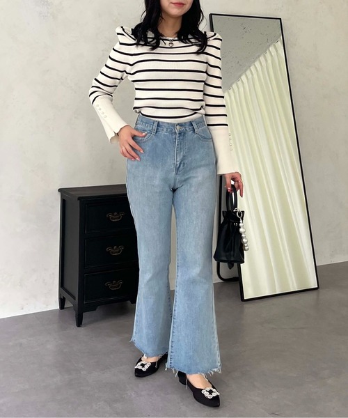 [prose verse] обработка ботинки cut Denim брюки MEDIUM голубой женский 