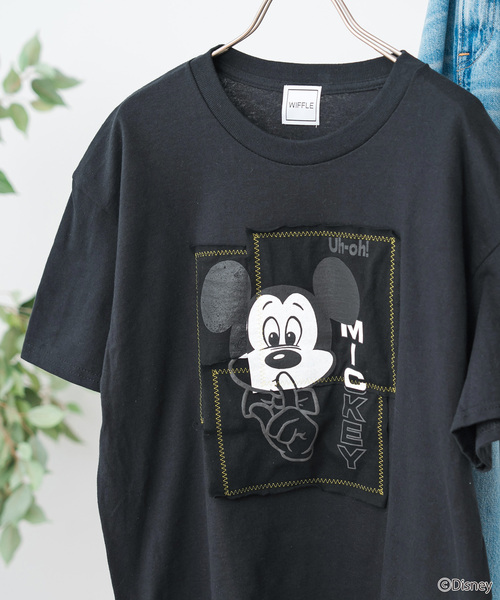 tシャツ 「WEB限定追加」WIFFLE / ウィッフル パッチワークMICKY Tee レディース