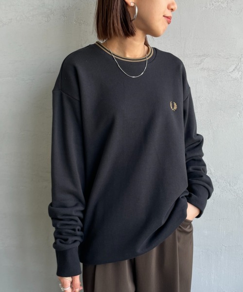 トレーナー スウェット 「WEB先行予約」「FRED PERRY/フレッドペリー」 別注 ツインティップライン ワンポイントロゴ刺繍クルーネックスウェ