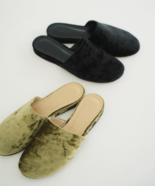 スリッポン VELOUR FLAT MULES レディース
