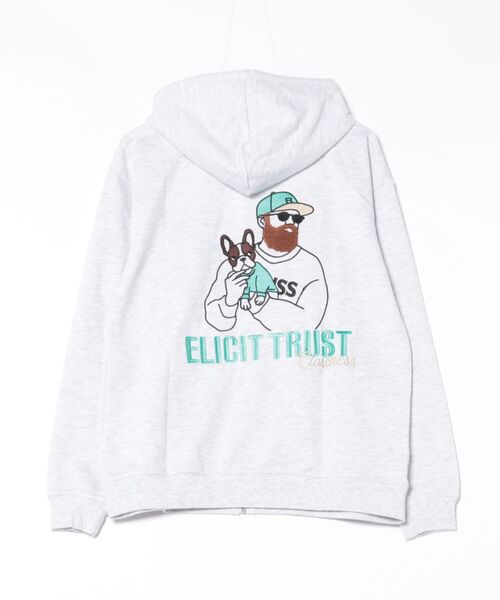 パーカー 髭おじさん サガラ刺繍 裏毛ZIPパーカー メンズ