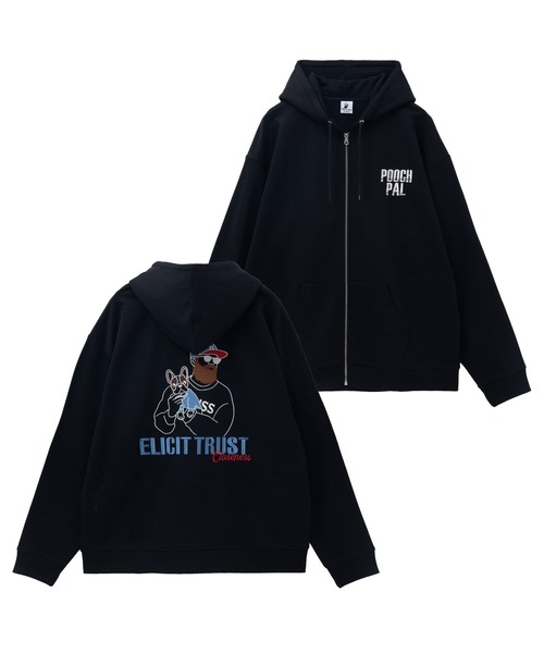 パーカー 髭おじさん サガラ刺繍 裏毛ZIPパーカー メンズ