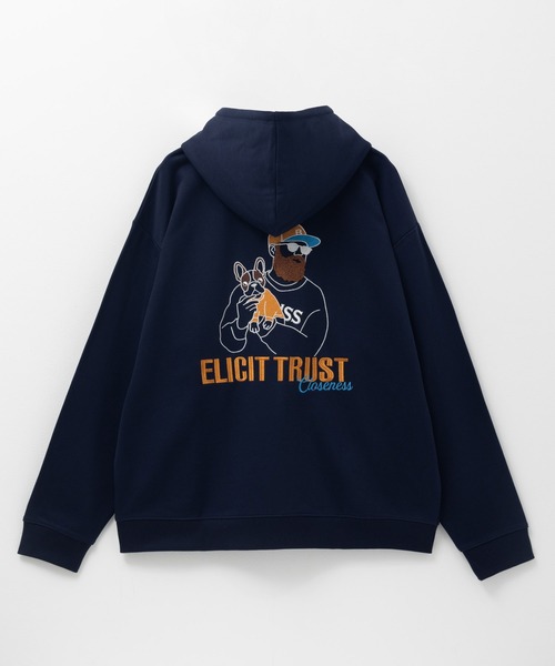 パーカー 髭おじさん サガラ刺繍 裏毛ZIPパーカー メンズ