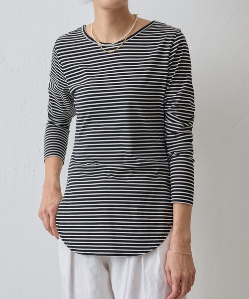 BEARDSLEY ストライプ 長袖カットソー BEARDSLEY tシャツ ストライプコンビカットソー レディース