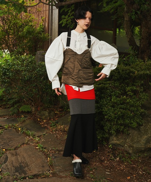 OMMO（オーエムエムオー） ロング スカート LAYERED KNIT SK
