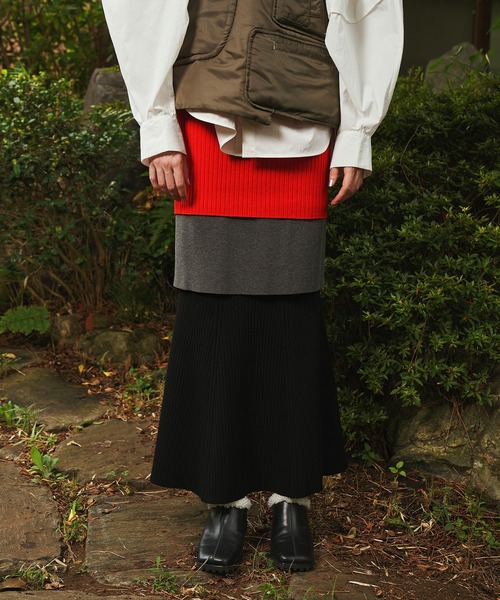 OMMO（オーエムエムオー） スカート LAYERED KNIT SK : ZOZOTOWN Yahoo