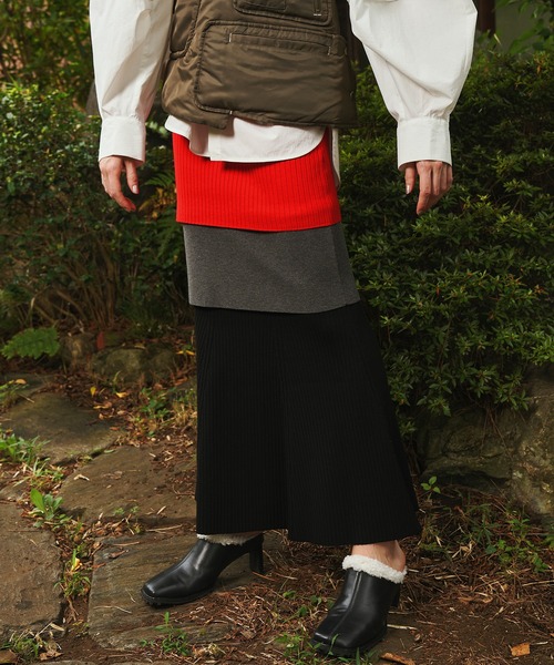 OMMO（オーエムエムオー） スカート LAYERED KNIT SK : ZOZOTOWN Yahoo