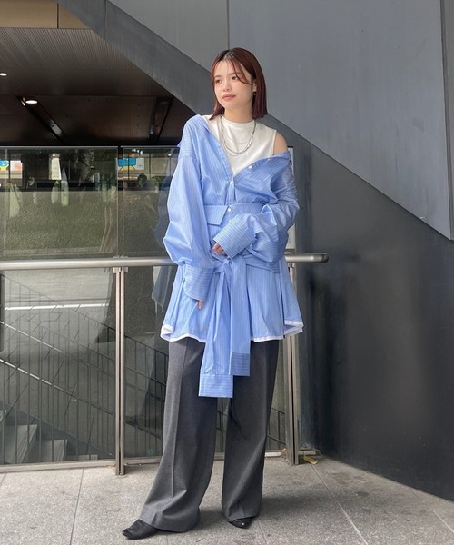 Ameri（アメリ） tシャツ STRIPE INVERSION SHIRT TOP レディース