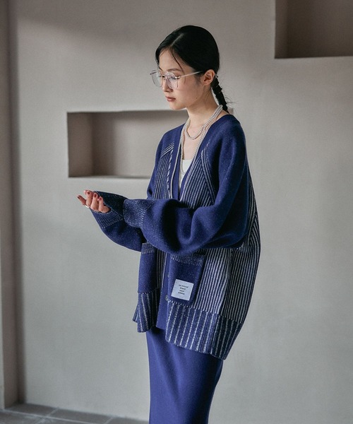 LEPSIM（レプシィム） カーディガン 7ゲージリブVネックカーディガン