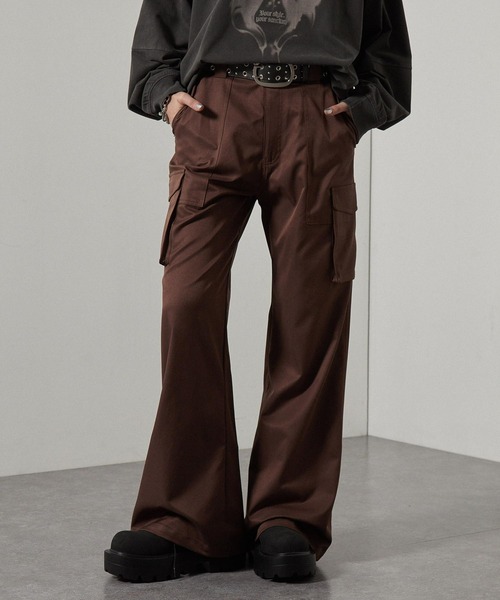 カーゴパンツ 「Alfred Alex」リベットセミフレアカーゴパンツ